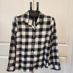 NEW Tommy Hilfiger Black and White Gingham Plaid Button-Down Shirt